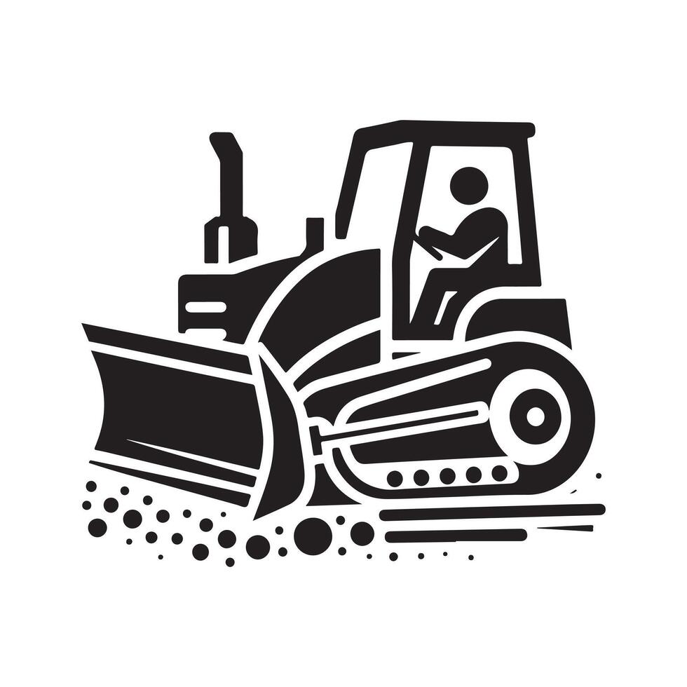 Bulldozer Art in Black for Logo Creation vector