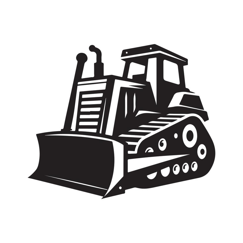 Professional Bulldozer Black Graphic for Logos vector
