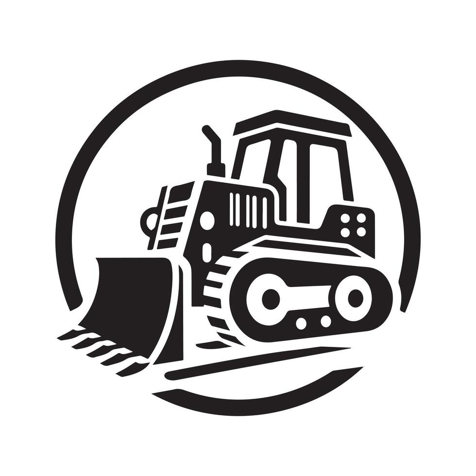 Eye-catching Bulldozer Black Silhouette Design vector