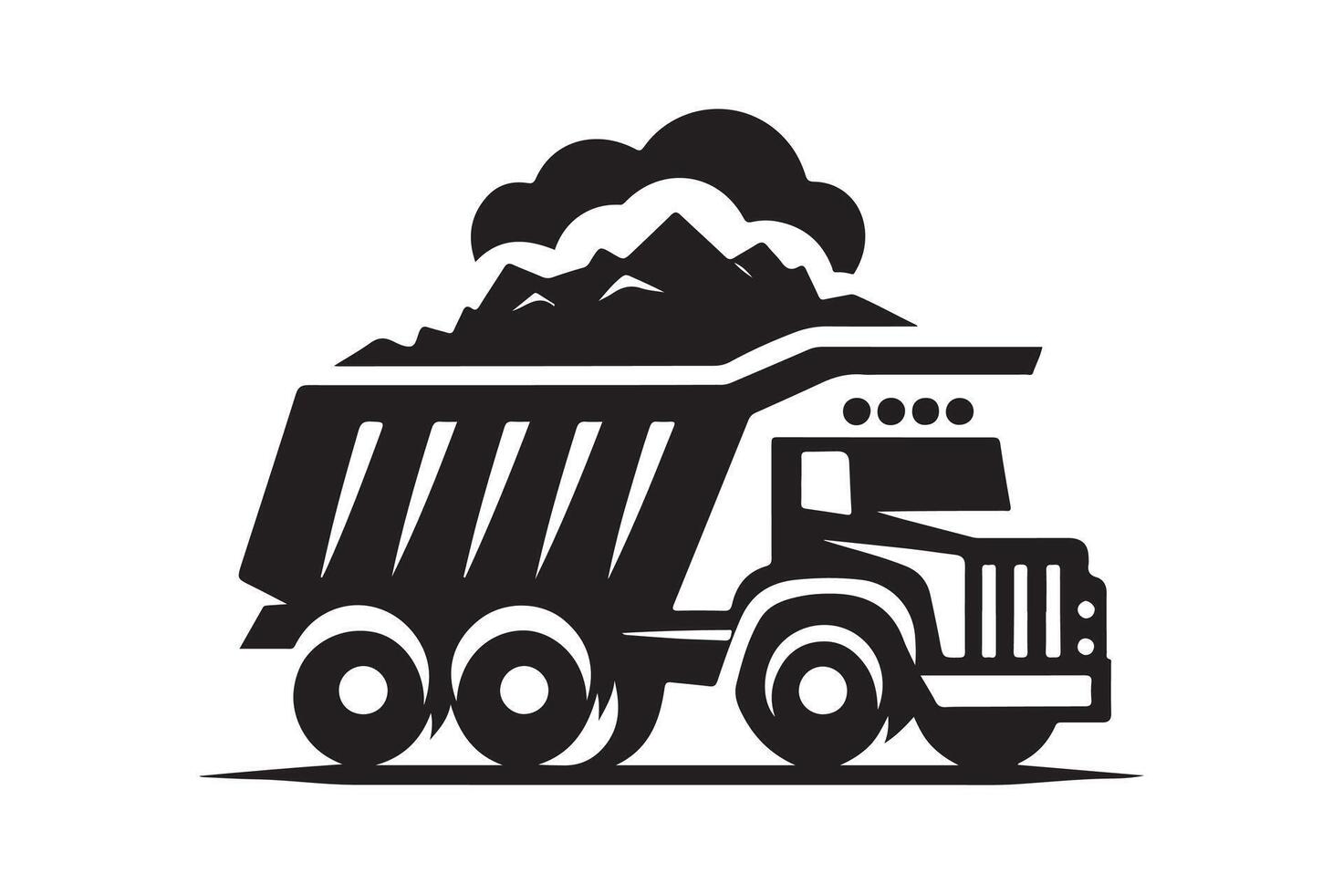 Dump Truck Black Image for Print vector