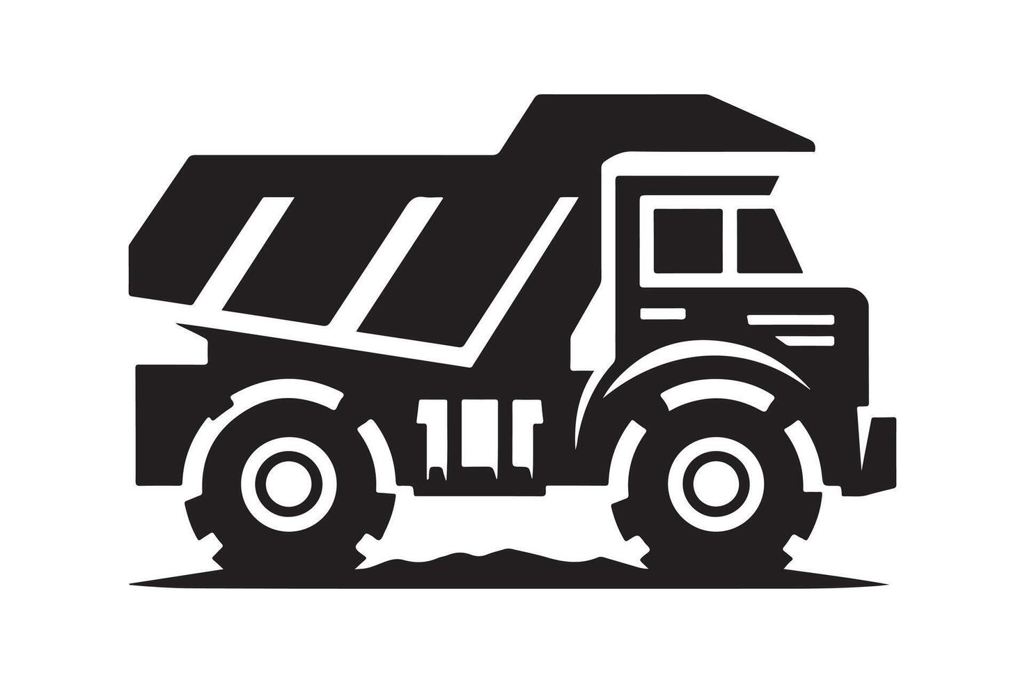 Simple Dump Truck Black Silhouette vector