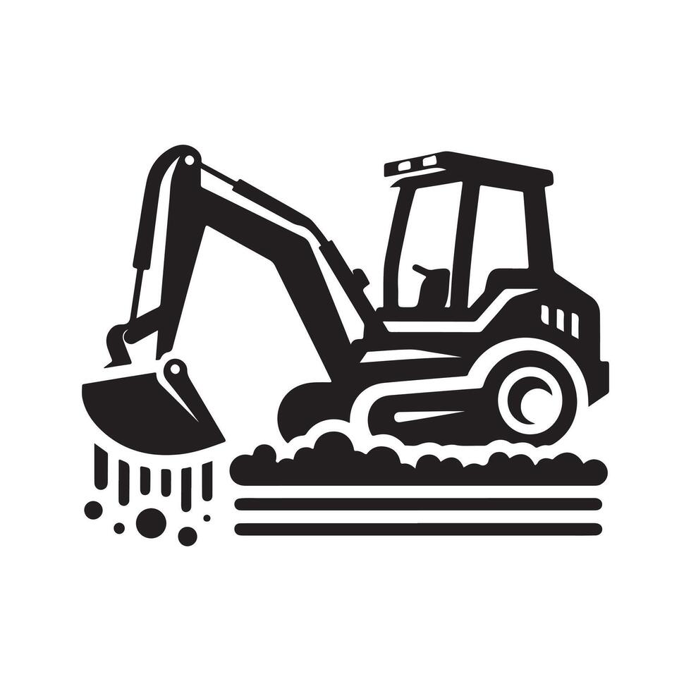 Minimalist Backhoe Black Silhouette vector