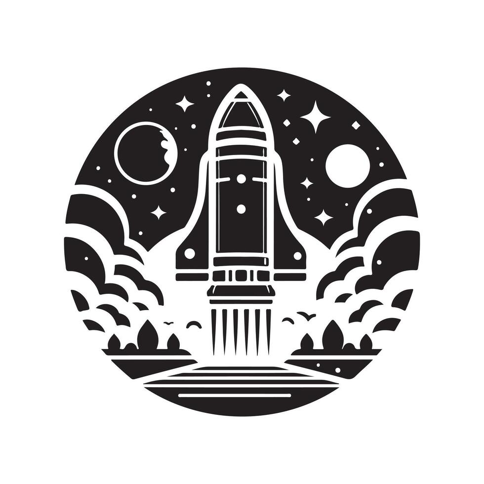 Space Capsule Illustration Black Silhouette Art vector