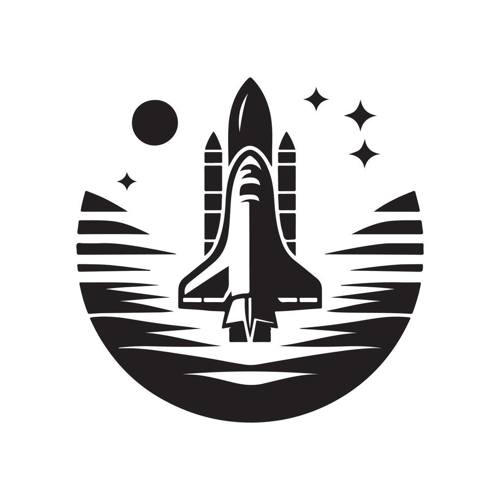 Space Shuttle Art in Black Silhouette Format vector