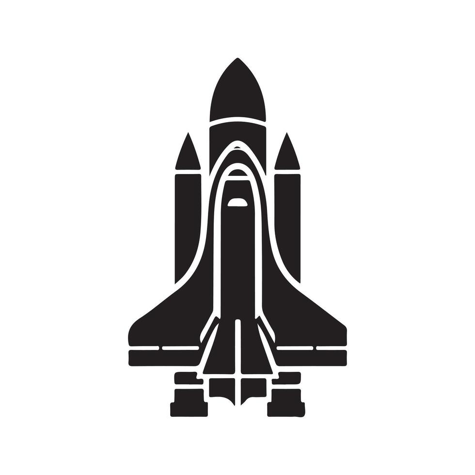Modern Space Shuttle Black Silhouette Illustration vector