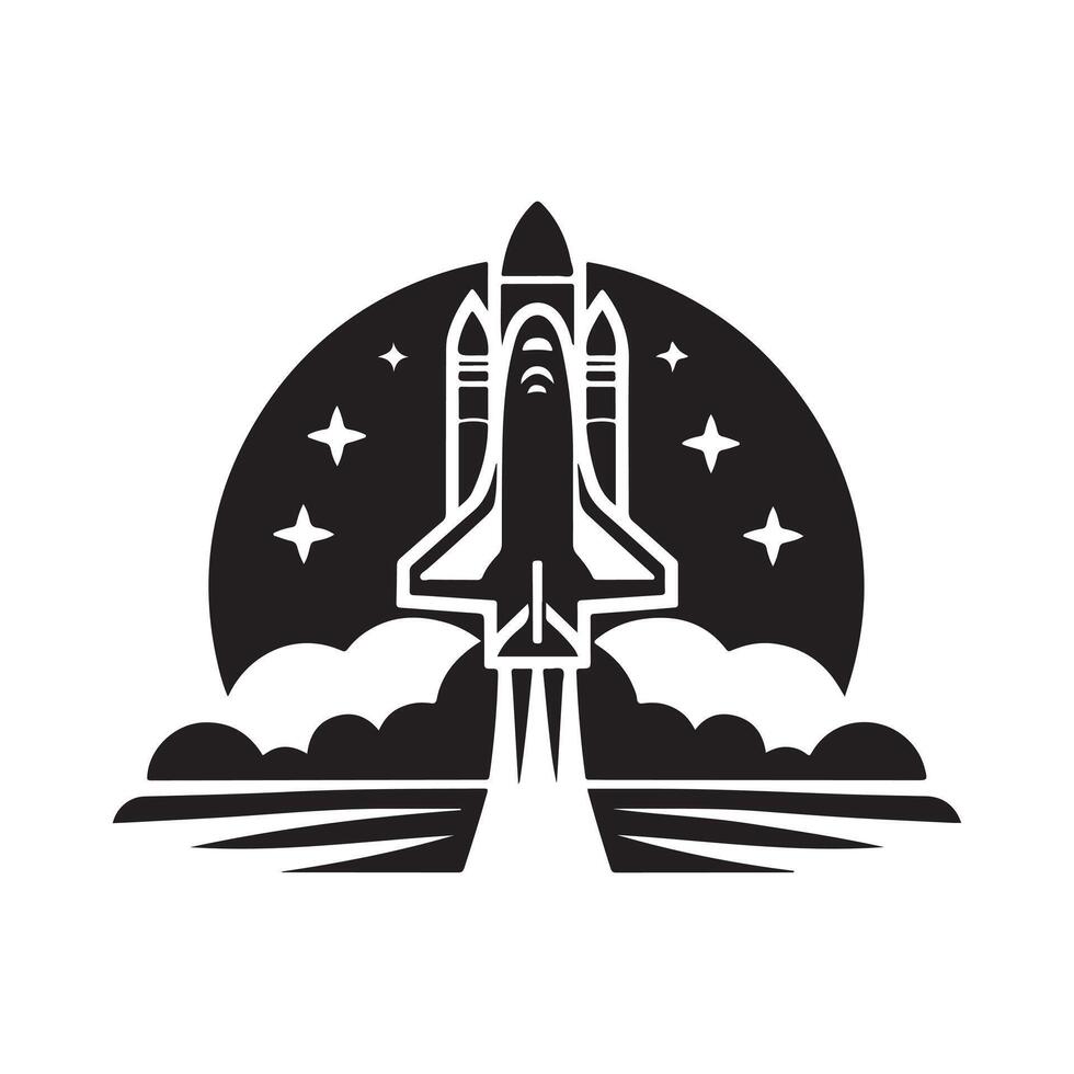 Iconic Space Shuttle Silhouette in Black vector