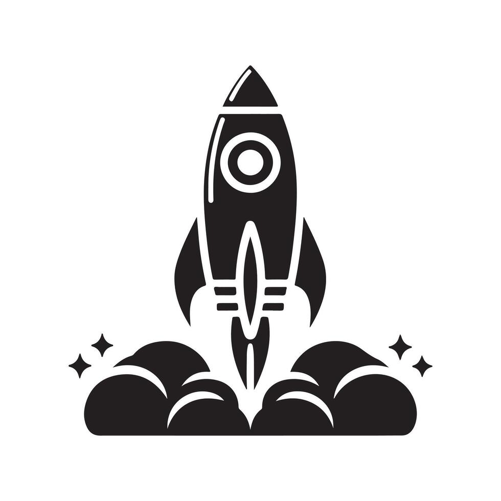 Art of Rocket Black Silhouette vector