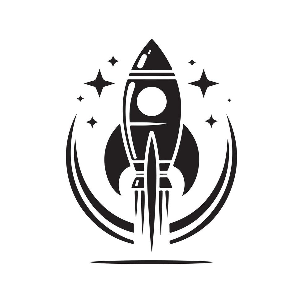 Sleek Rocket Silhouette in Black vector