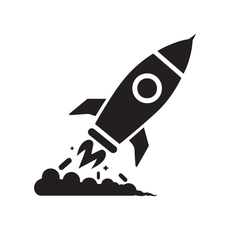 Dynamic Rocket Black Silhouette Graphic vector