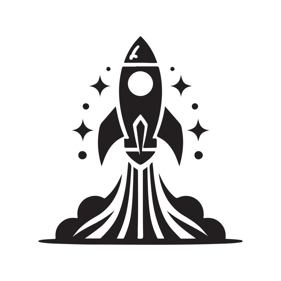 Rocket Black Silhouette for Digital Art vector