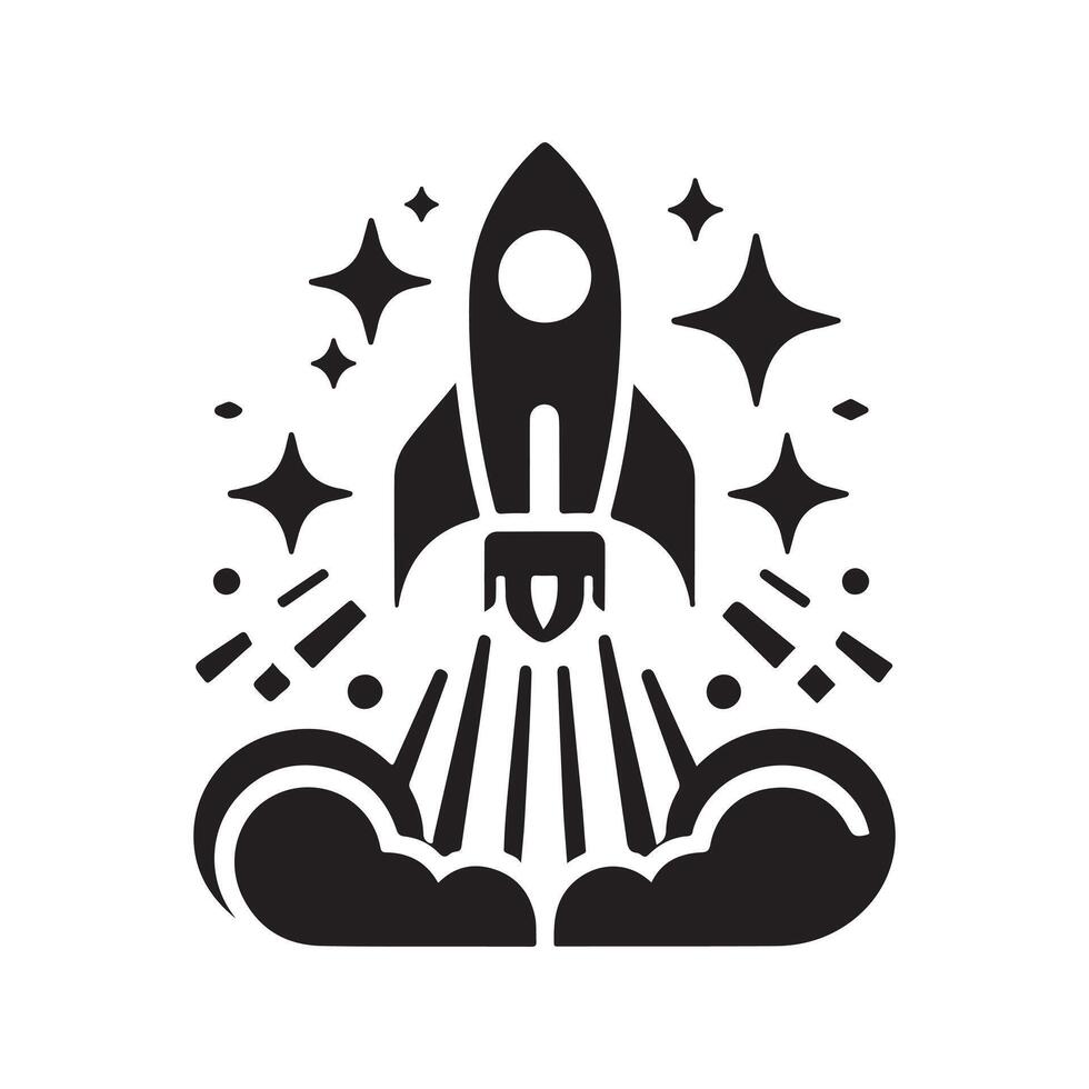 Rocket Black Silhouette Graphic for Illustrations vector