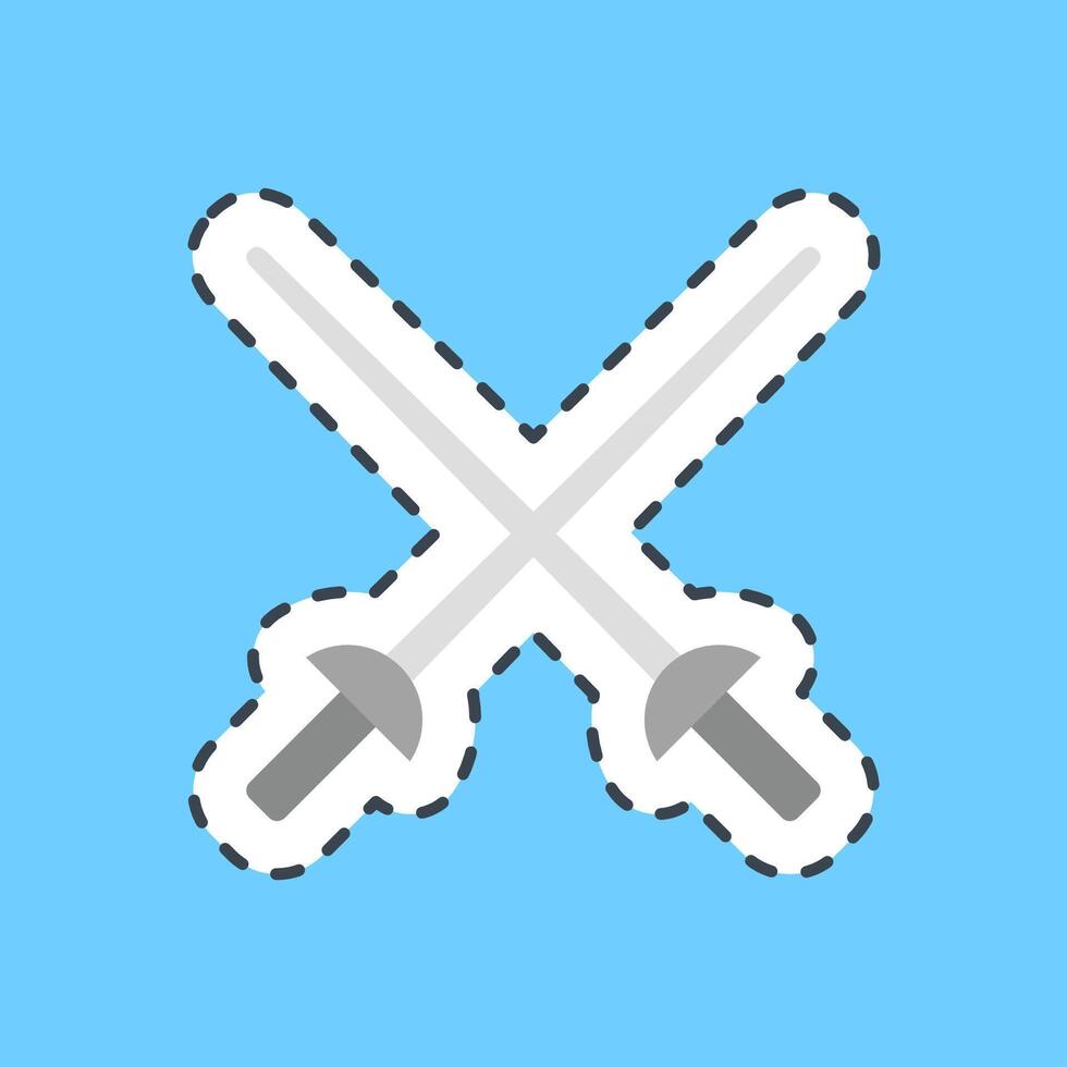 Cutting line sticker fencing. Sports elements. vector