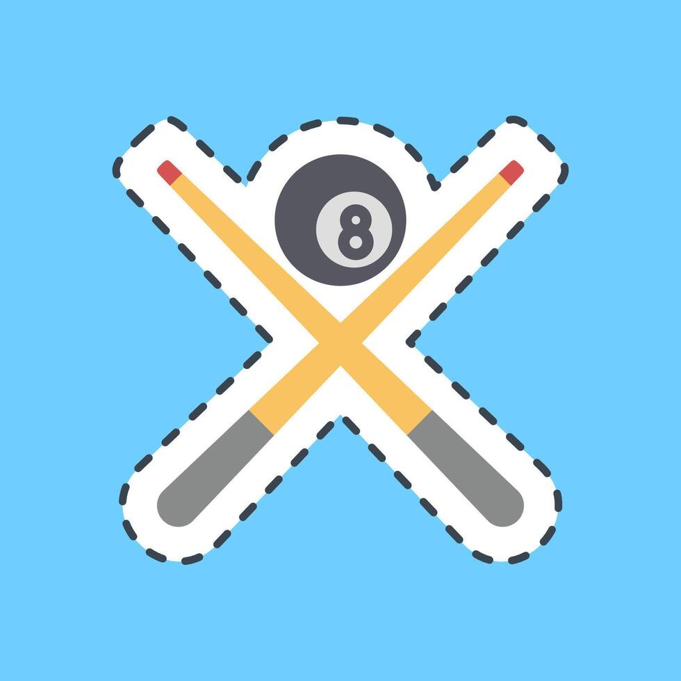 Cutting line sticker pool game. Sports elements. vector