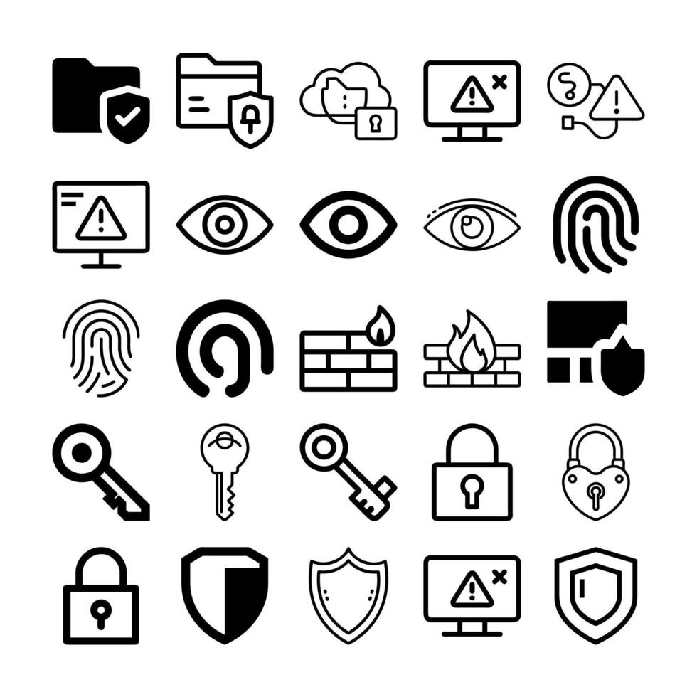 Editable Security and Privacy Icons for Presentations vector