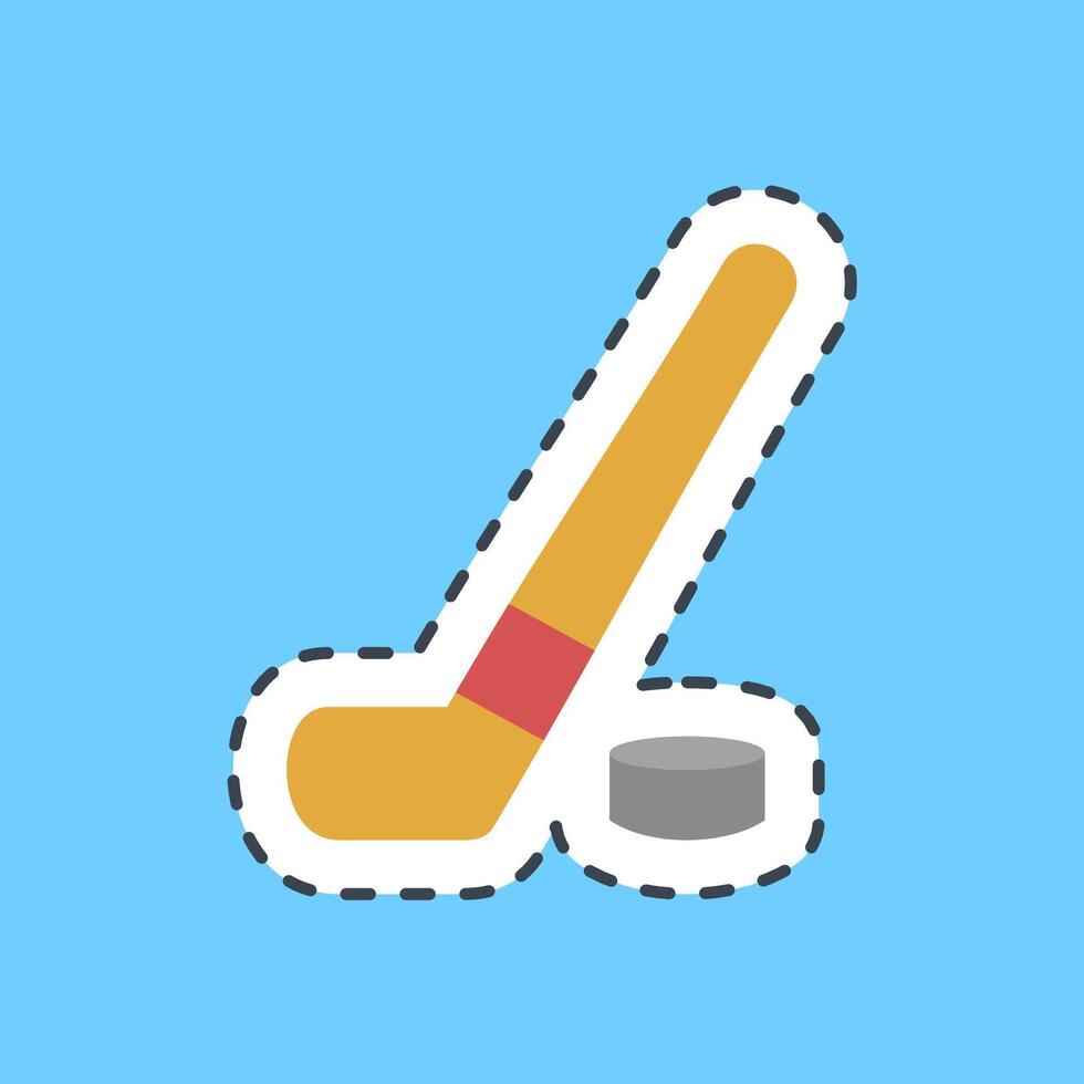 Cutting line sticker hockey. Sports elements. vector