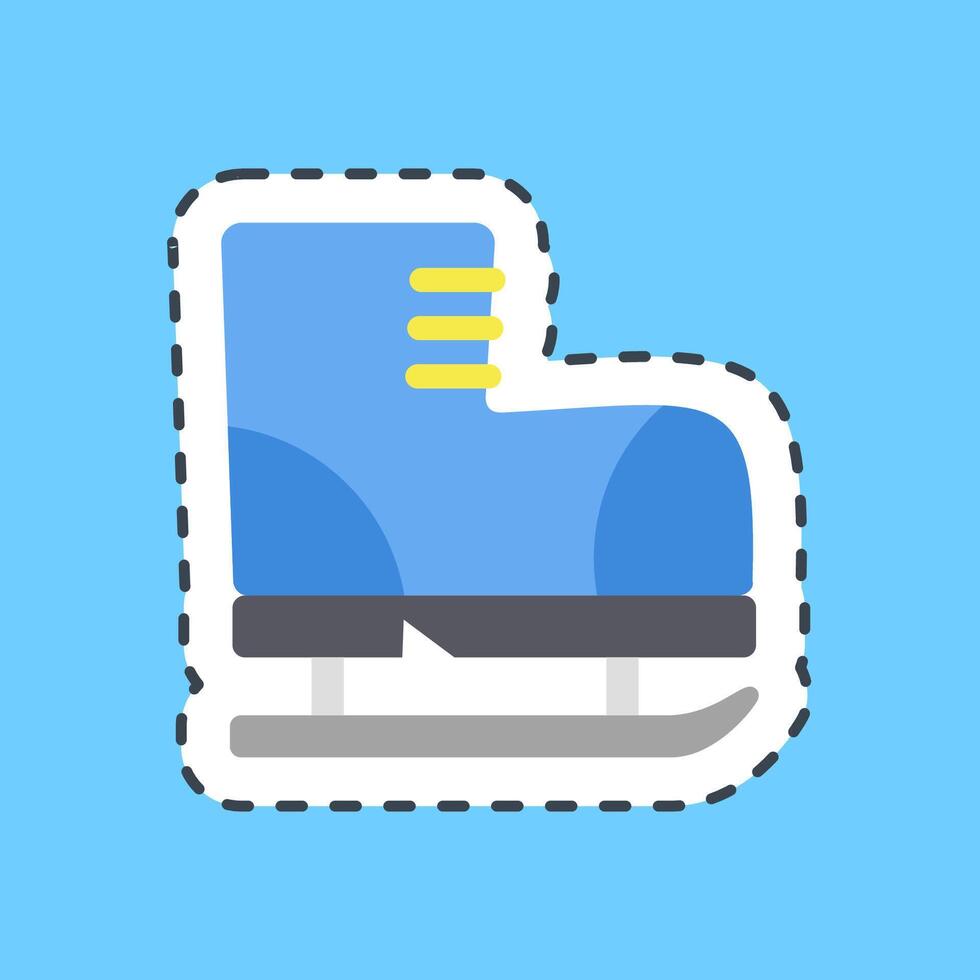 Cutting line sticker ice skating. Sports elements. vector