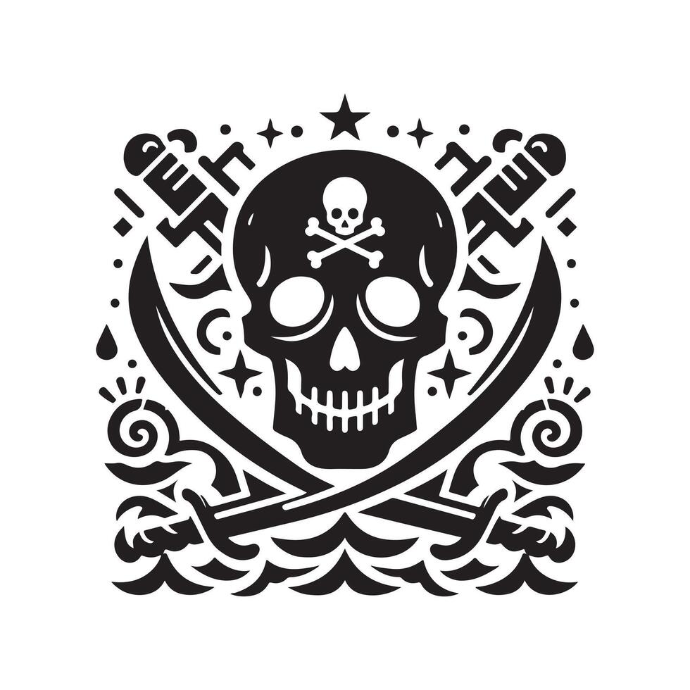 Old Skull Pirate Themed Illustration vector