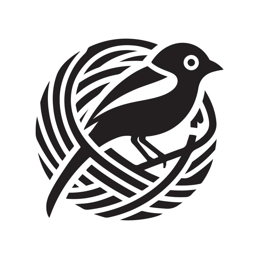 Printable Weaver Bird Black Silhouette vector