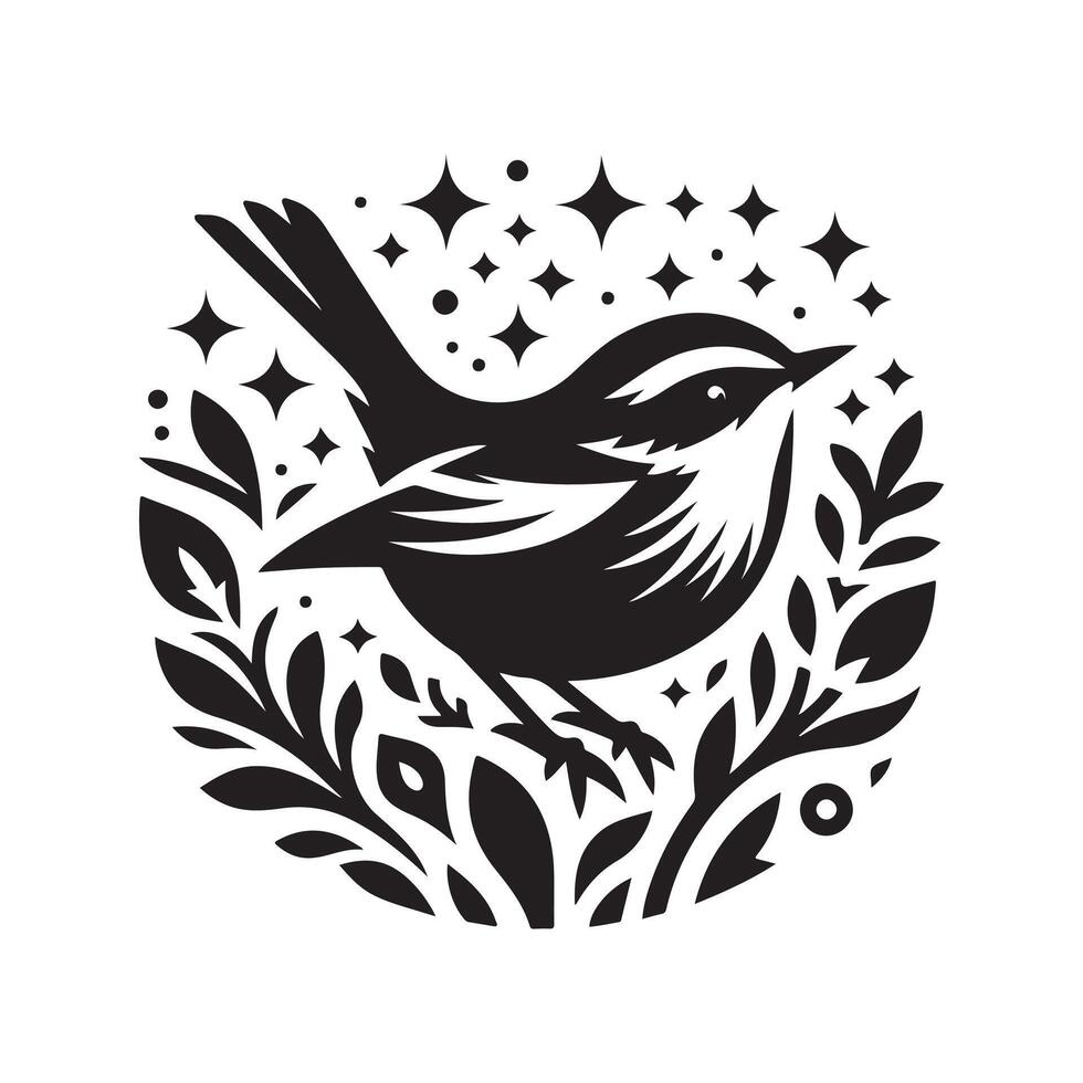 Warbler Silhouette Graphic for Print vector