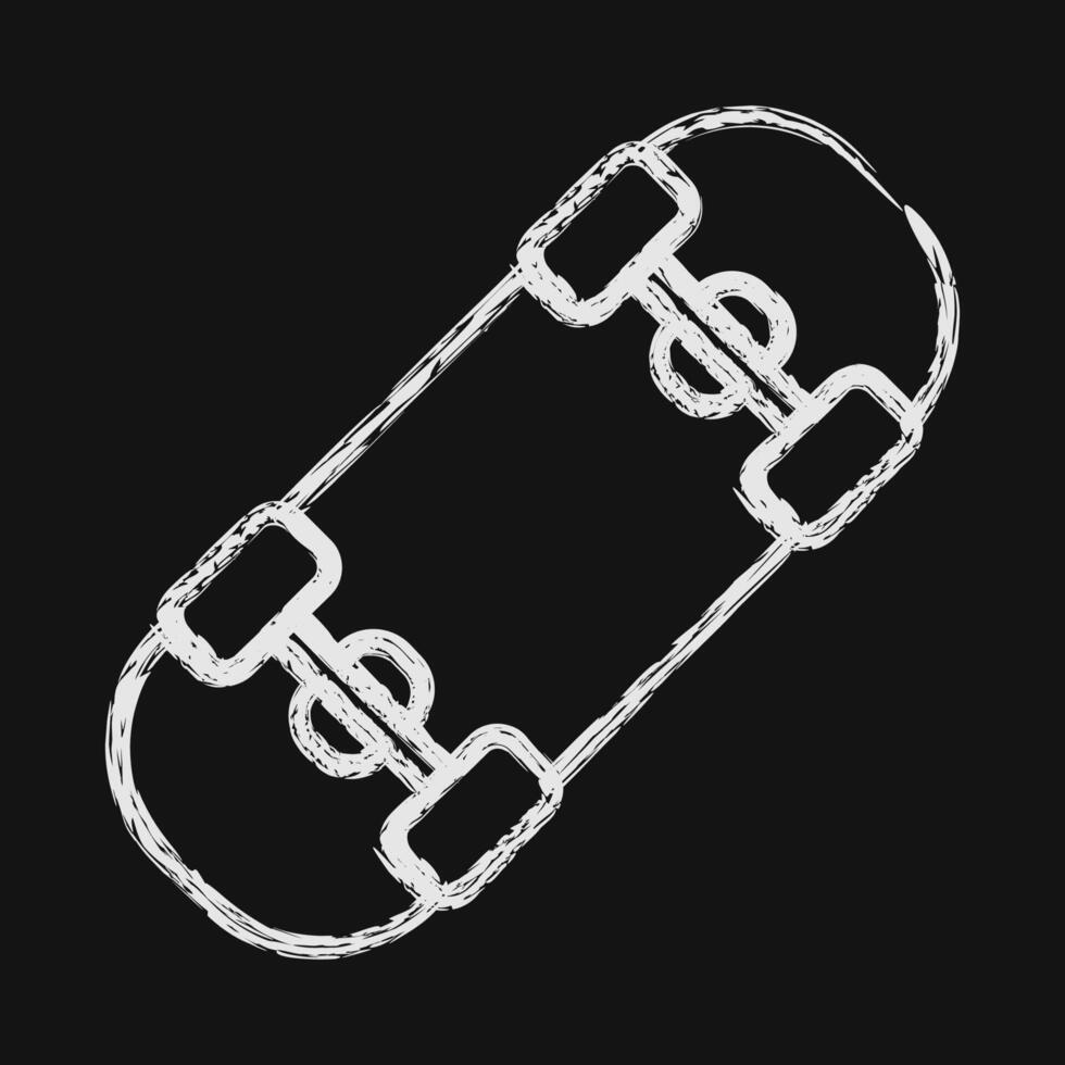 Icon skateboard. Sports elements. Icon in chalk style. vector