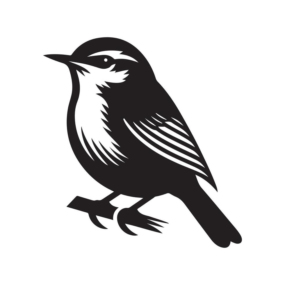 Black Warbler Bird Silhouette Clipart vector