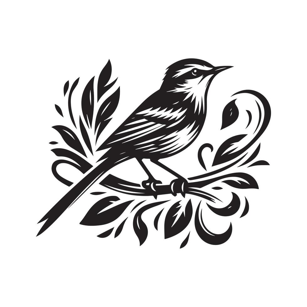 Warbler Silhouette Illustration for Digital Art vector