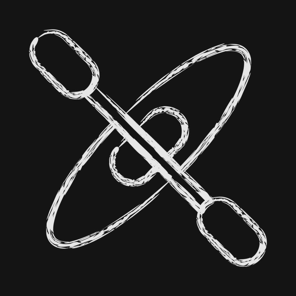 Icon kayak. Sports elements. Icon in chalk style. vector