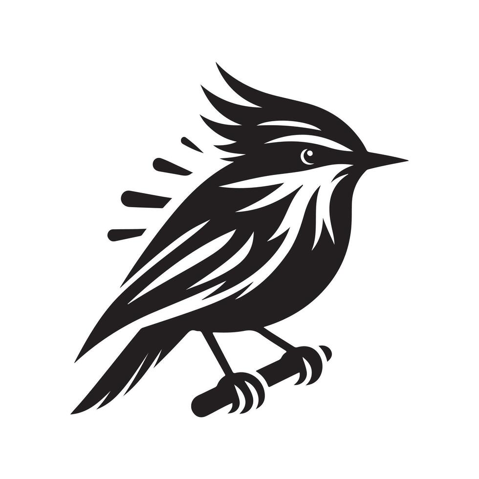 Warbler Bird High Quality Silhouette vector