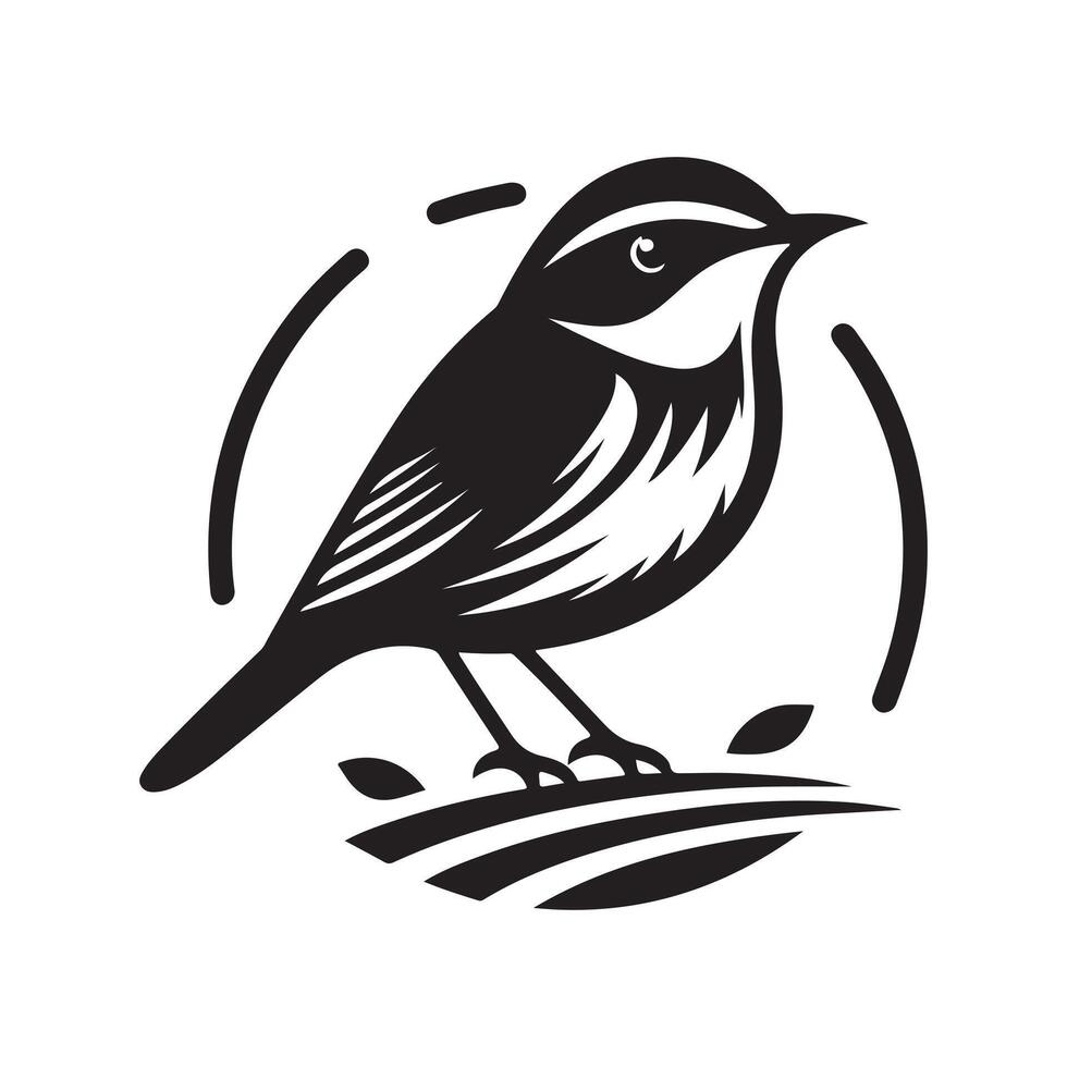 Warbler Bird Shape in Black Silhouette vector