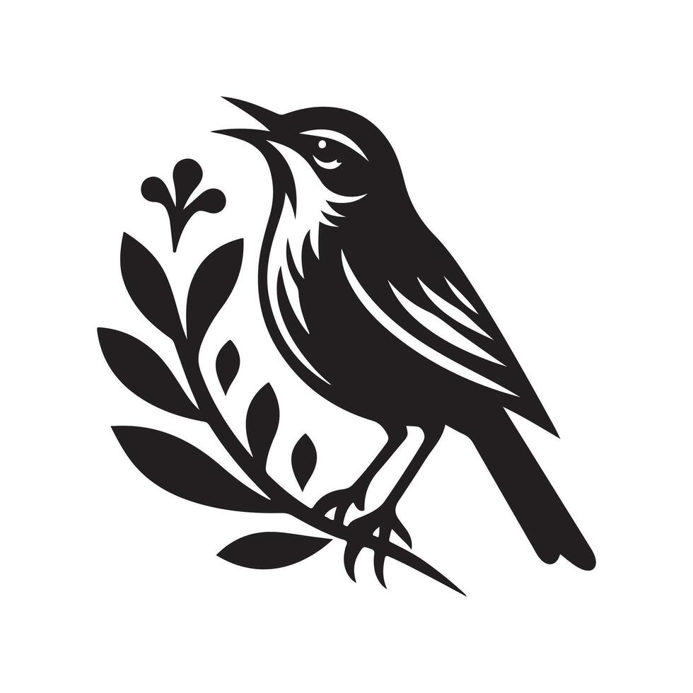 Warbler Black Bird Silhouette Perfect for Art vector