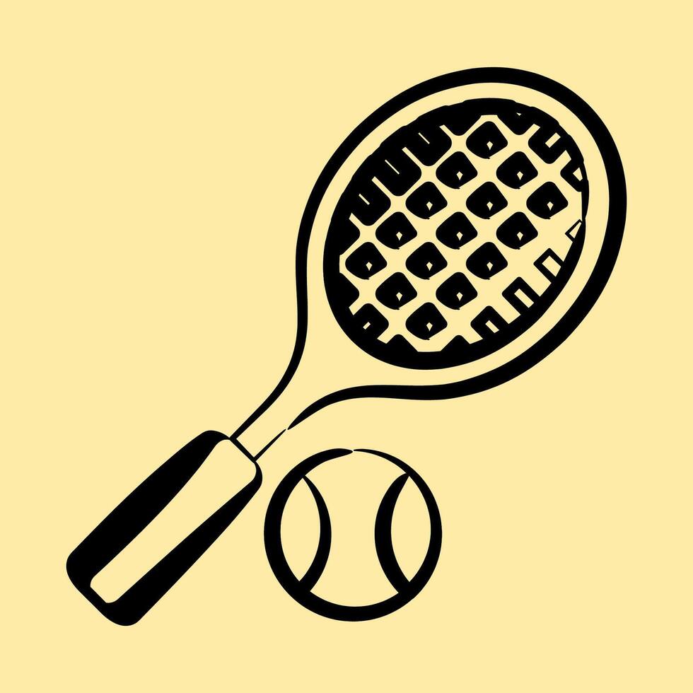 Icon tennis. Sports elements. Icon in hand drawn style. vector