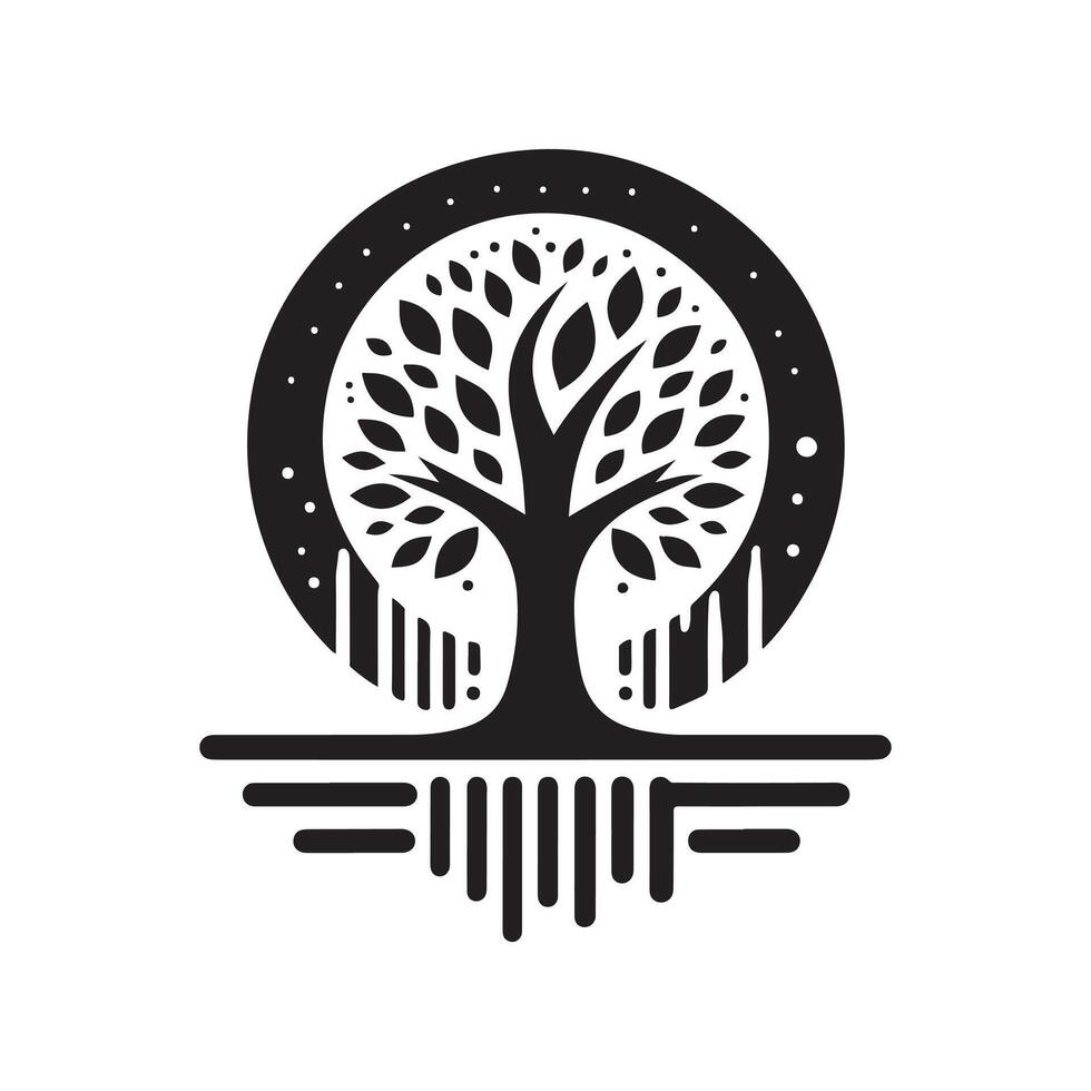 Unique Tree Silhouette Black for Projects vector