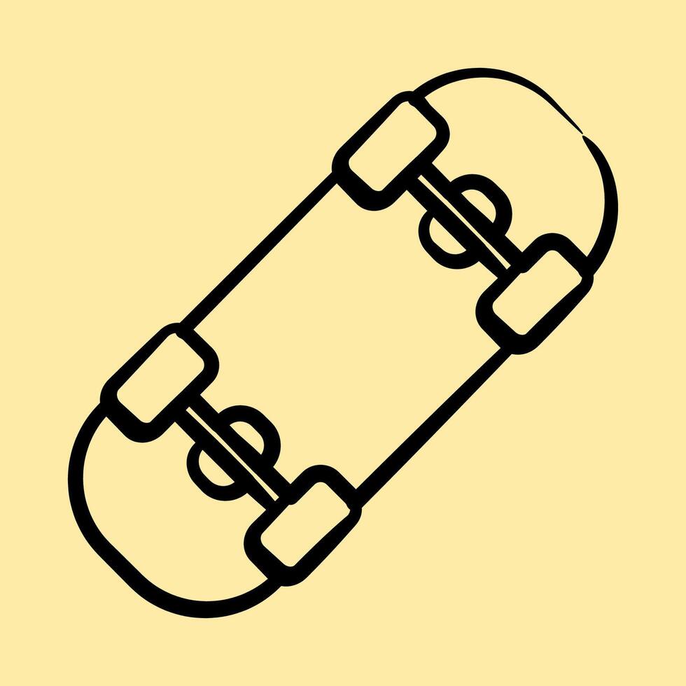 Icon skateboard. Sports elements. Icon in hand drawn style. vector