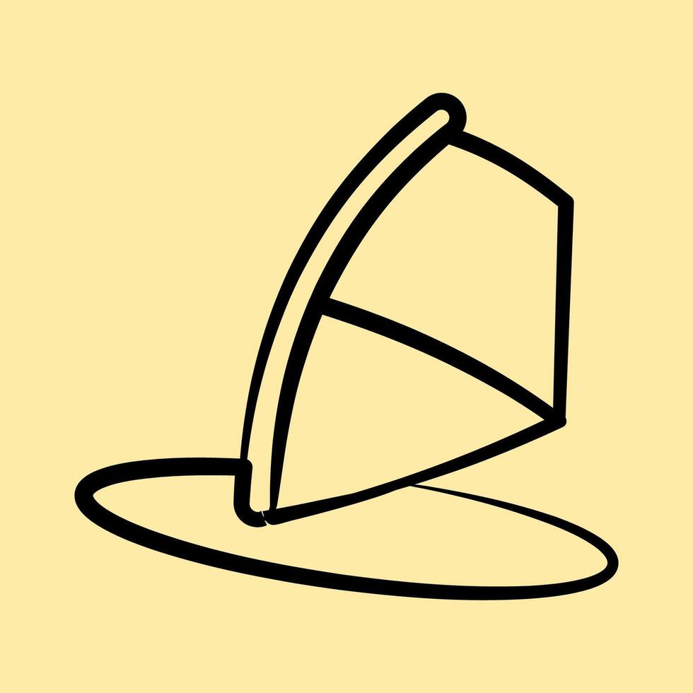 Icon wind surfing. Sports elements. Icon in hand drawn style. vector