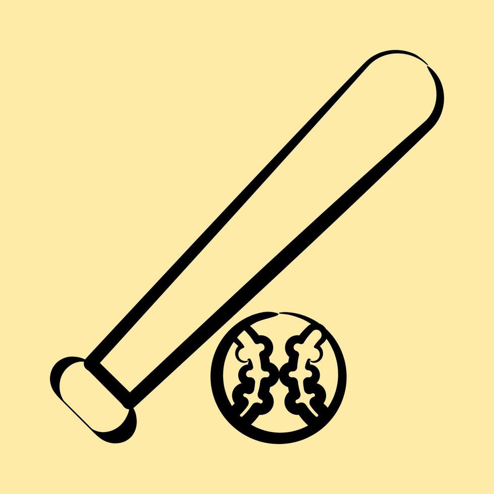 Icon baseball. Sports elements. Icon in hand drawn style. vector