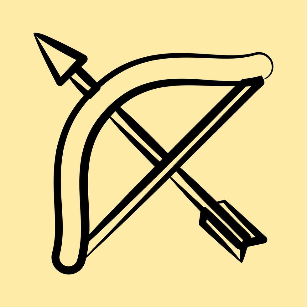 Icon archery. Sports elements. Icon in hand drawn style. vector
