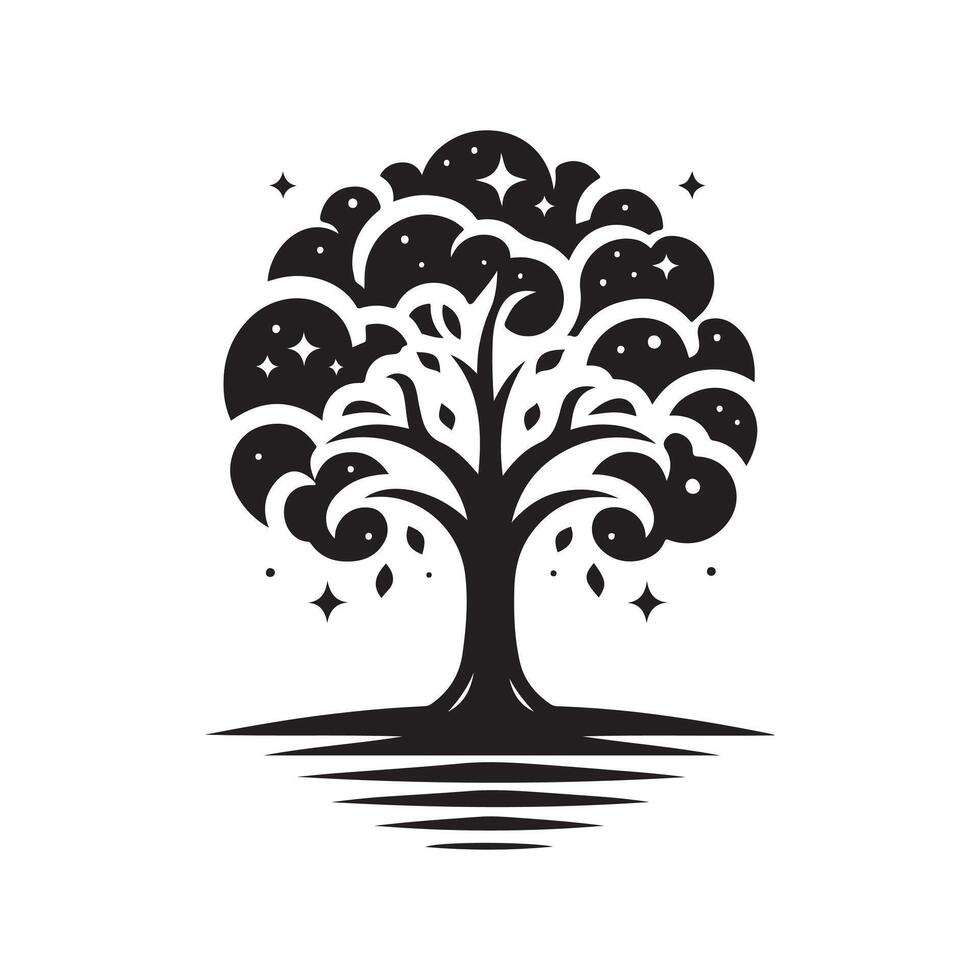 Premium Tree Silhouette Black for Printables vector