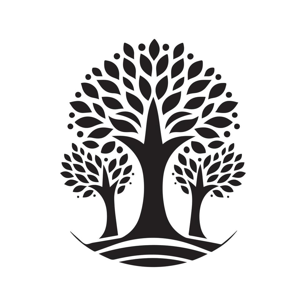 Tree and Man Black Silhouette Artwork for Graphic Designers vector