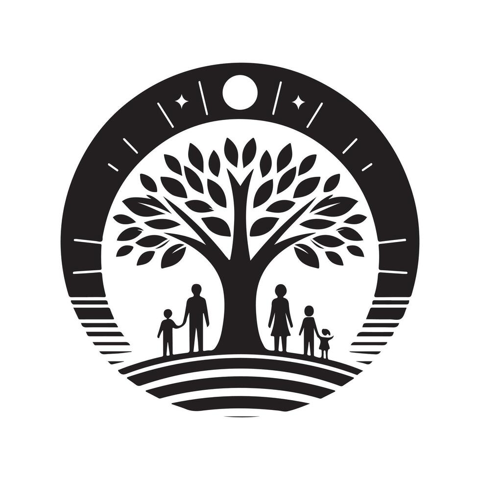 Black Tree and Man Silhouette Artwork for Creative Projects vector