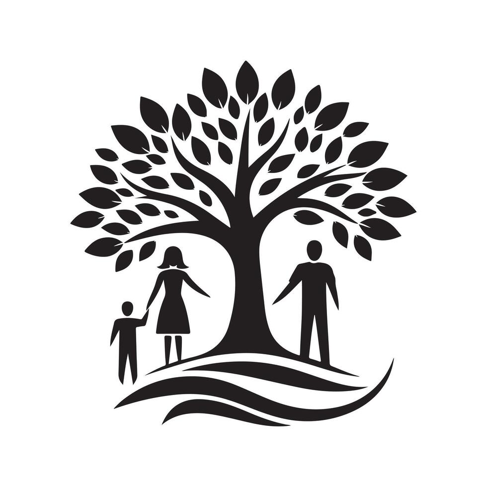 Tree with Man Black Silhouette for Artistic Digital Creations vector
