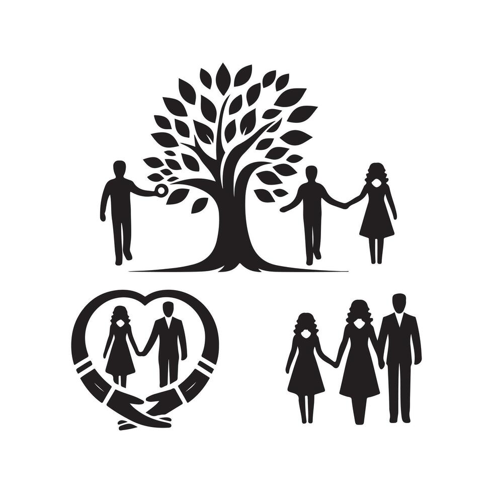 Black Tree and Man Silhouette for Digital Illustration vector