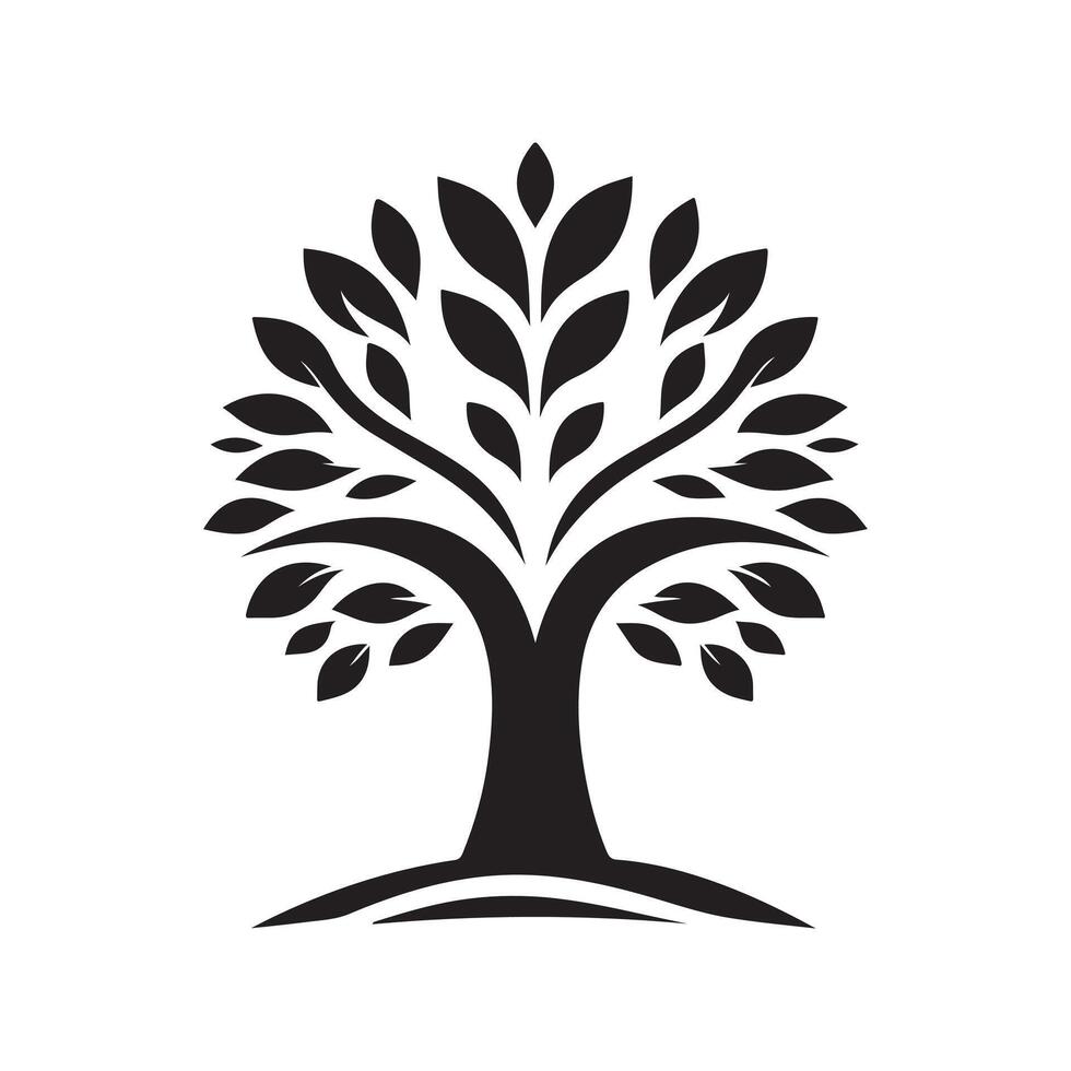 Tree and Man Black Silhouette Graphic for Digital Assets vector
