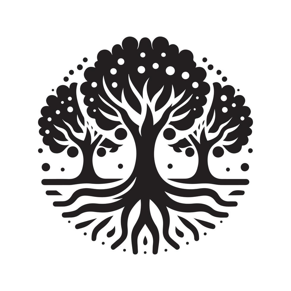 Black Silhouette of Tree and Man for Graphic Design Projects vector