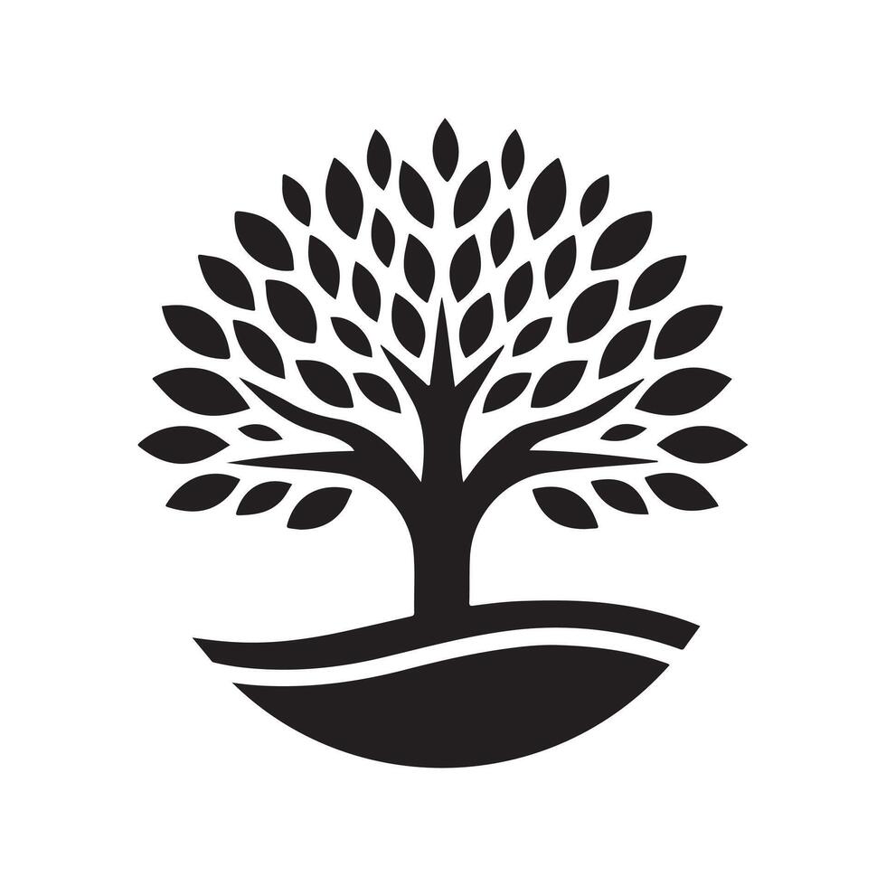 Black Silhouette Tree with Man for Artistic Designs vector