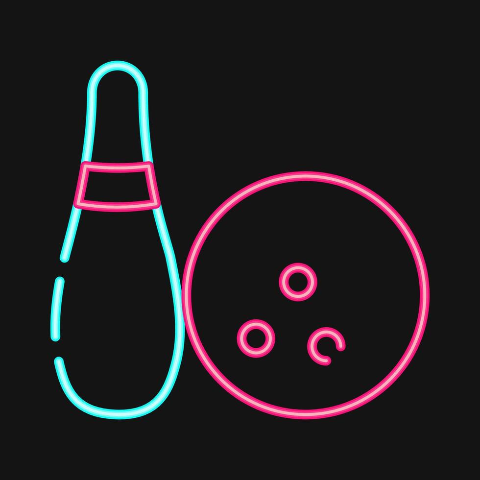 Icon bowling. Sports elements. Icon in neon style. vector