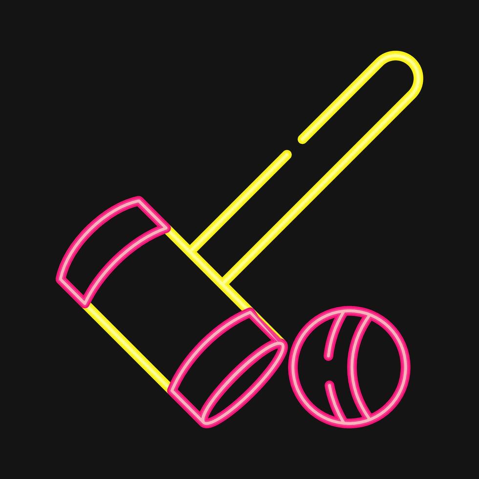 Icon croquet. Sports elements. Icon in neon style. vector