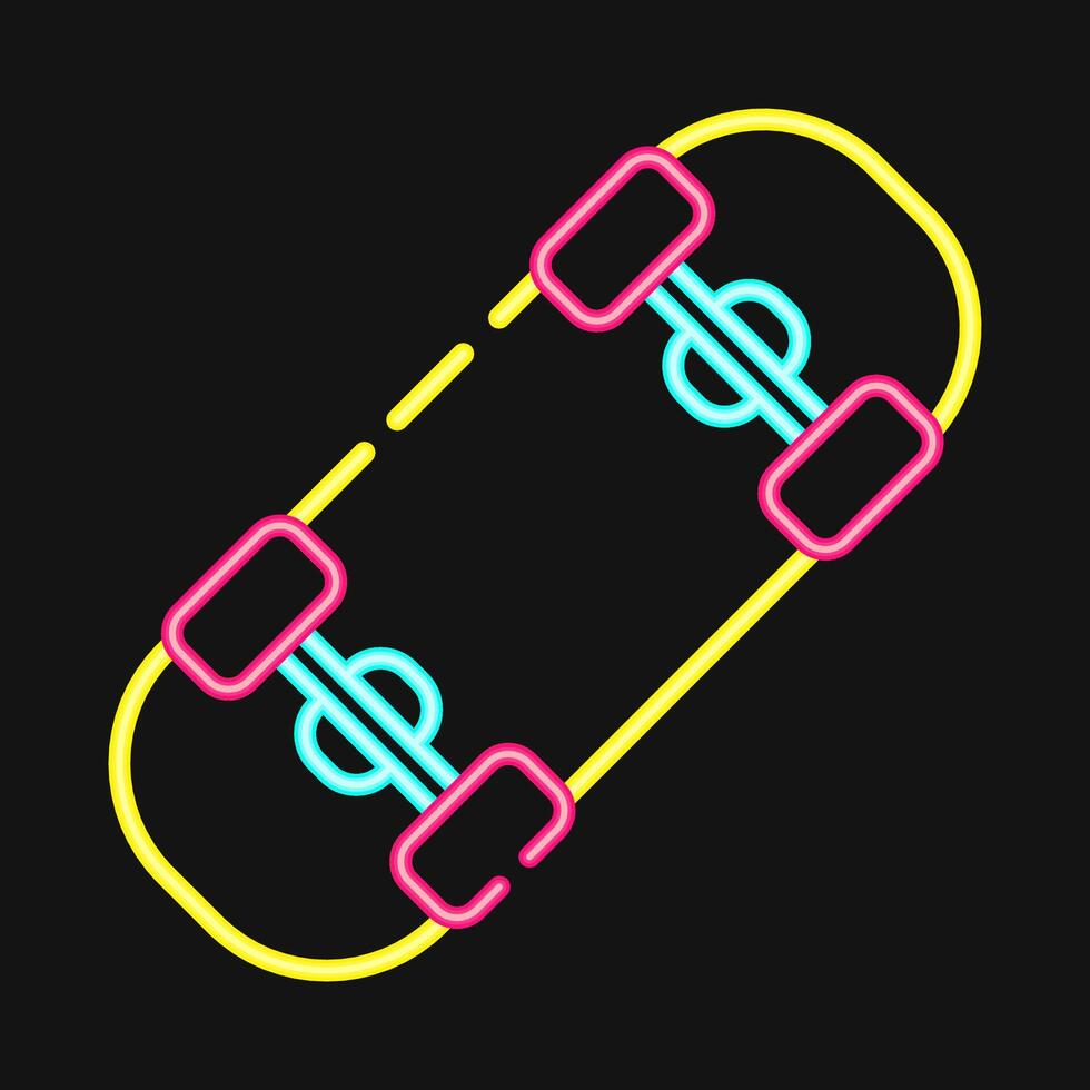 Icon skateboard. Sports elements. Icon in neon style. vector