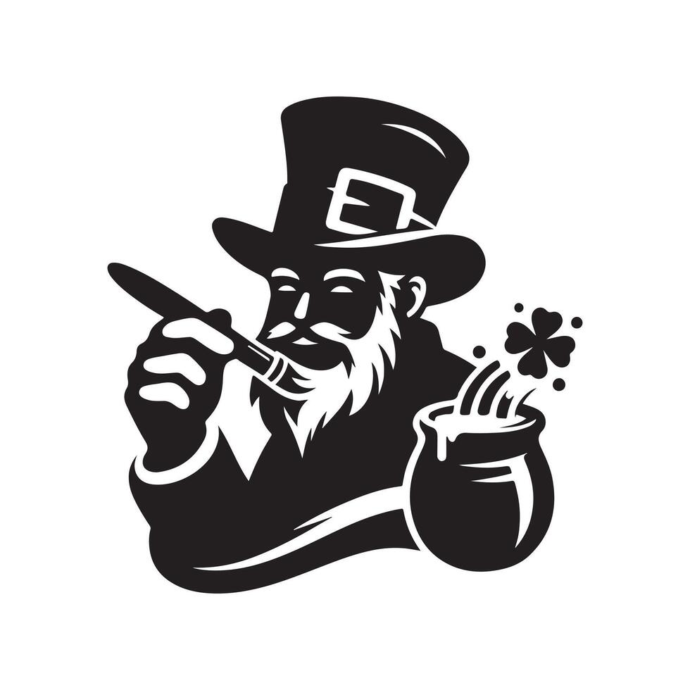 Simple Black Leprechaun Silhouette Clipart vector