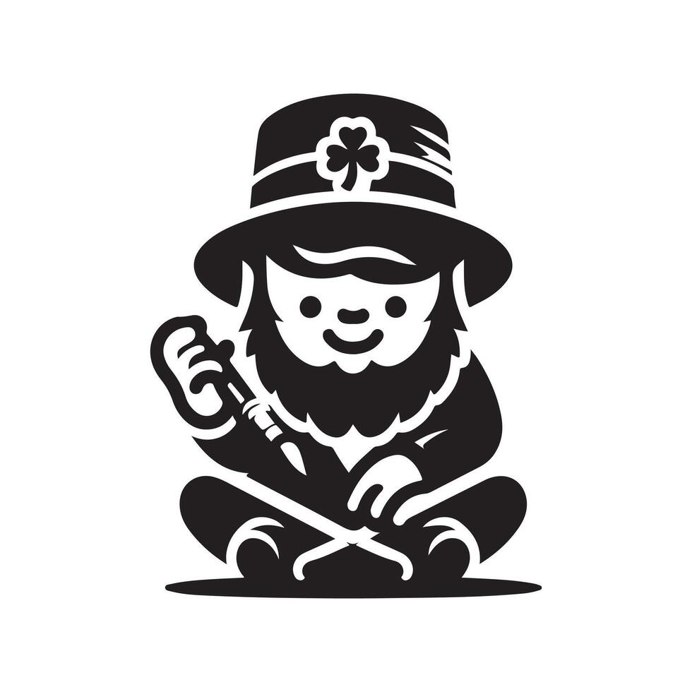 Black Leprechaun Silhouette for Print Projects vector