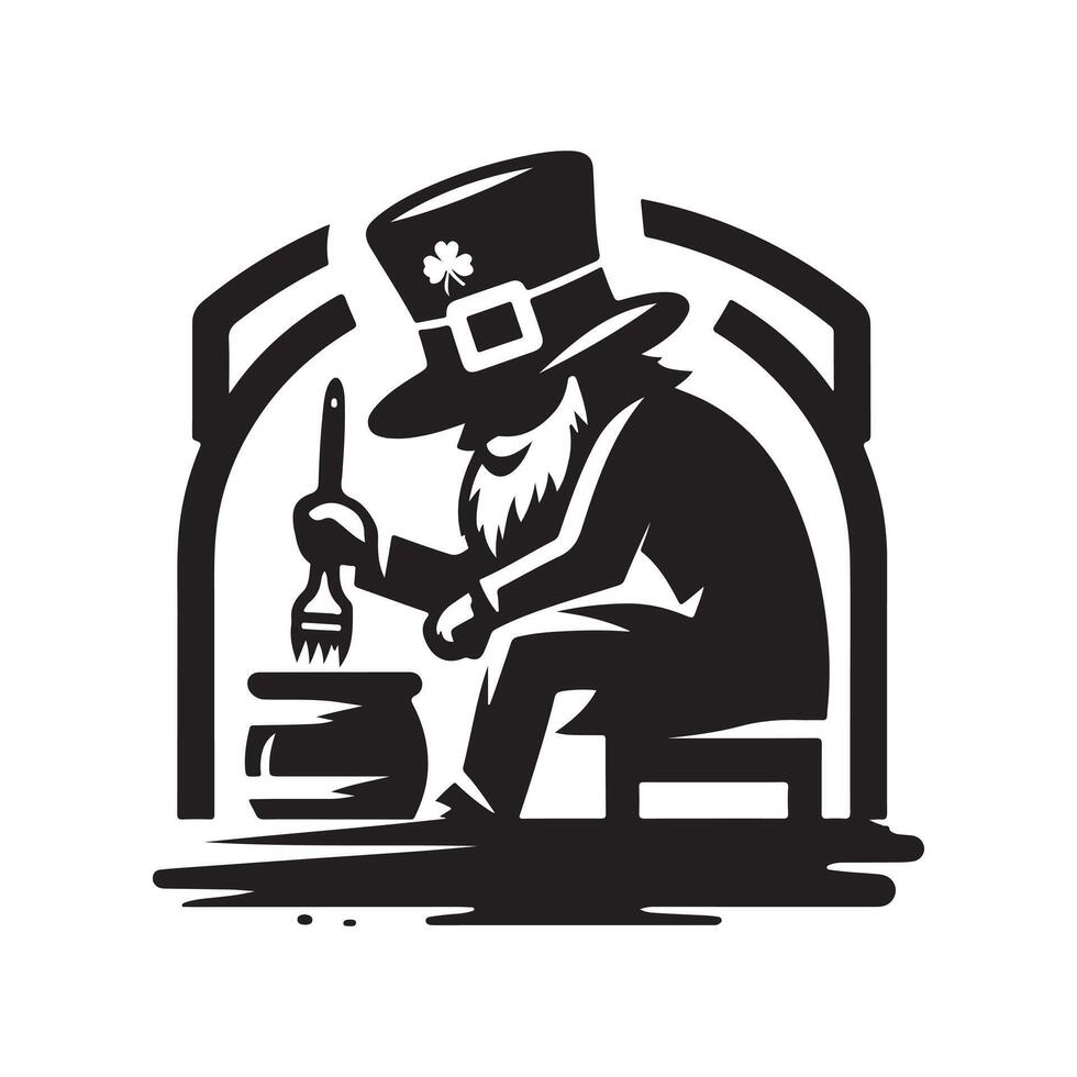 Creative Leprechaun Black Silhouette Illustration vector